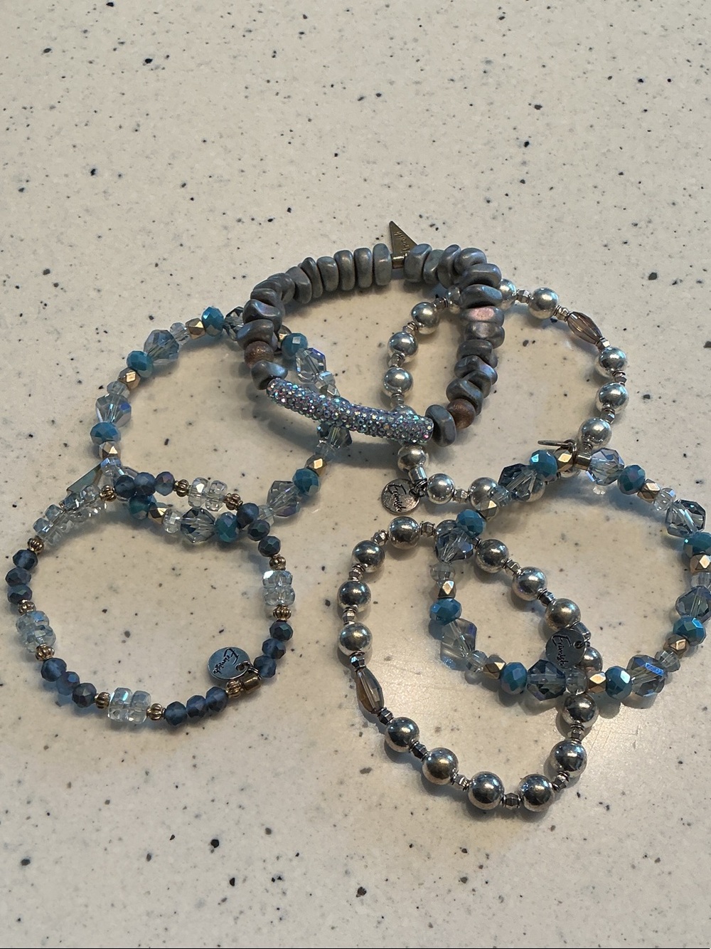 Erimish Silver and Blue Beaded Bracelet Set - Women Jewelry